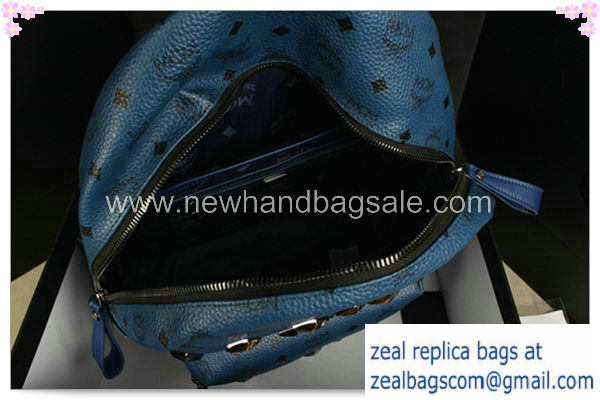 High Quality Replica AAAAAAAA Quality MCM Stark Backpack mini in Calf Leather 8031 RoyalBlue